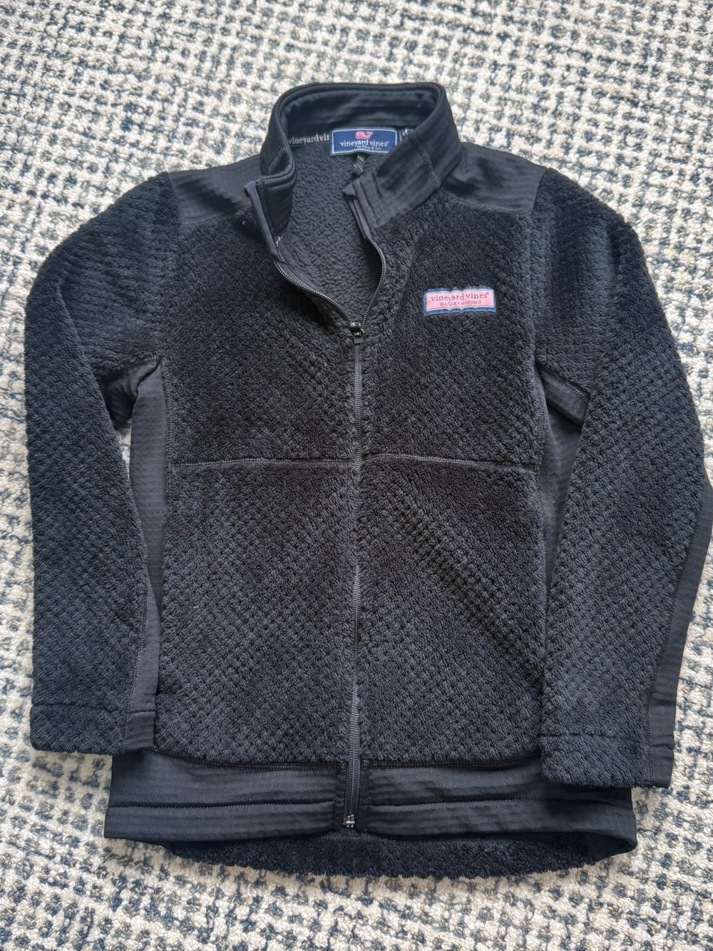 Vineyard Vines Black Quilted Fleece Full-Zip Jacket Youth Small NWOT